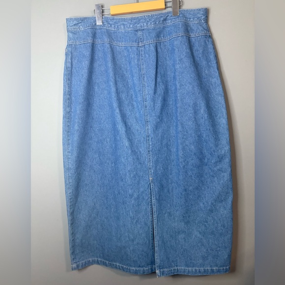 Vintage Reflect Jeans Denim Midi Skirt Size 18 High Waist Blue Jean Skirt - Picture 5 of 7